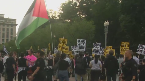 Anti-war protest, organized by pro-Iranian group, underway at Lafayette Park in DC