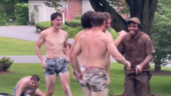 WATCH: UPS driver dives into fun on Slip ‘N Slide