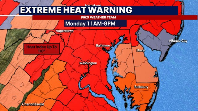 DC heat wave 2025: Extreme heat warning in effect with heat index up to 110 degrees