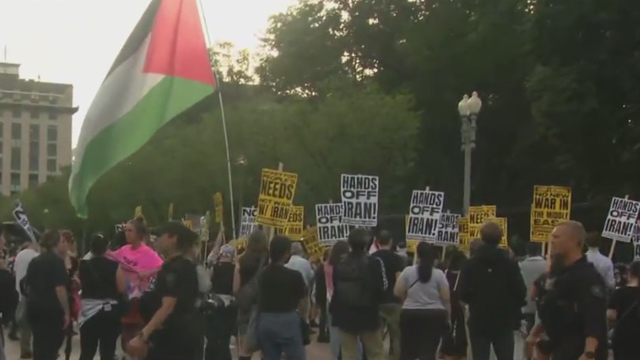 Anti-war protest, organized by pro-Iranian group, underway at Lafayette Park in DC