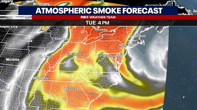 Canada wildfires bring hazy sunshine to DC Tuesday as smoke drifts in, temps in the 80s
