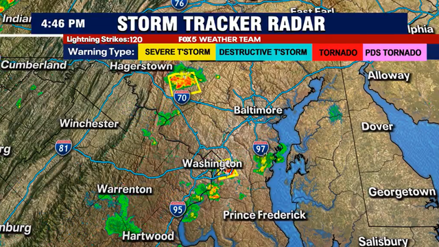 Severe thunderstorm warnings issued for DC area