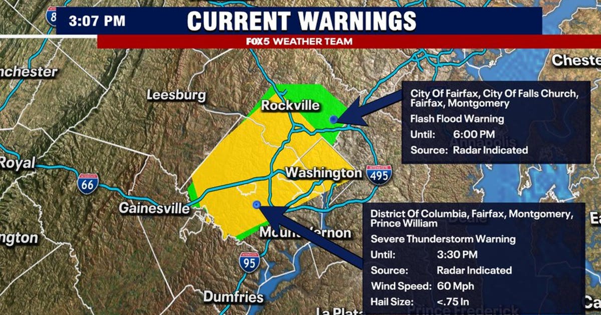 Severe thunderstorms warnings and watches in DC region Tuesday | FOX 5 DC
