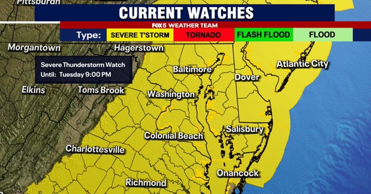 DC Weather: Severe thunderstorm watches, warnings issued for DC area ...