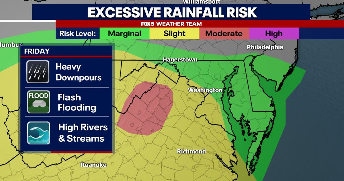 Severe storm threat possible west of DC Friday as wet weather pattern ...