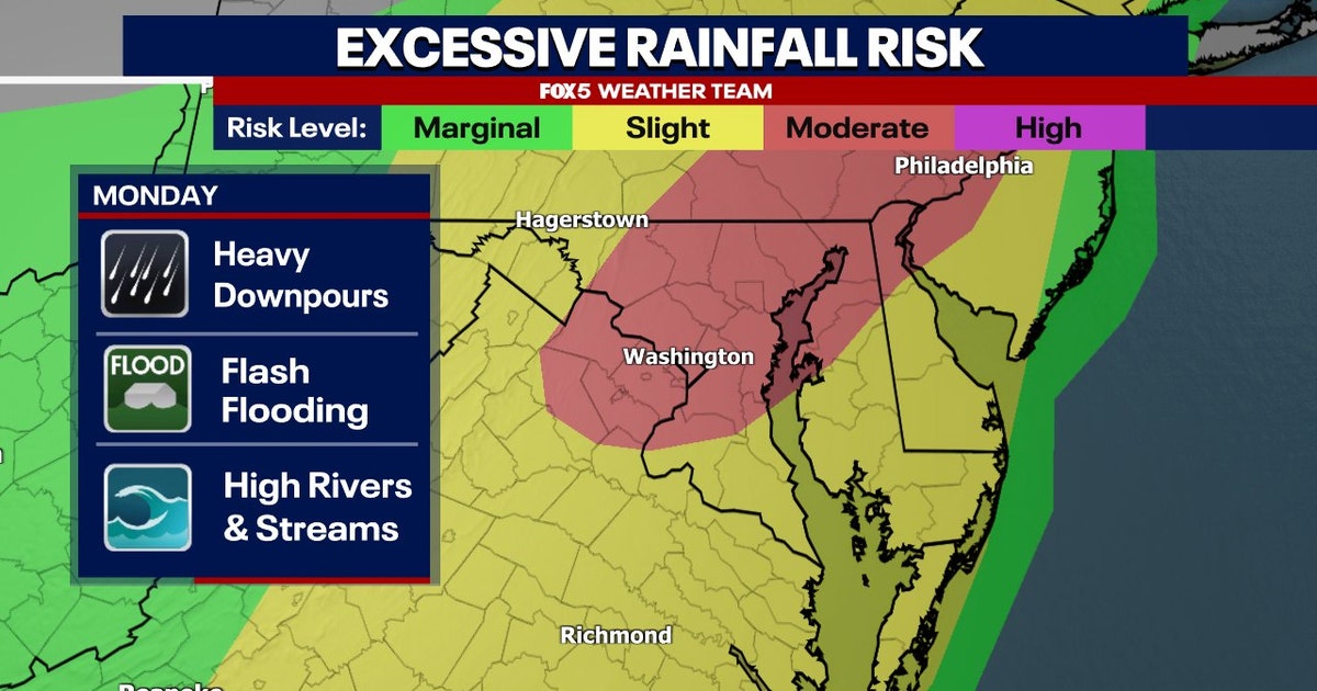 Flood Watch in effect in DC region Monday; heavy rain, storms could ...