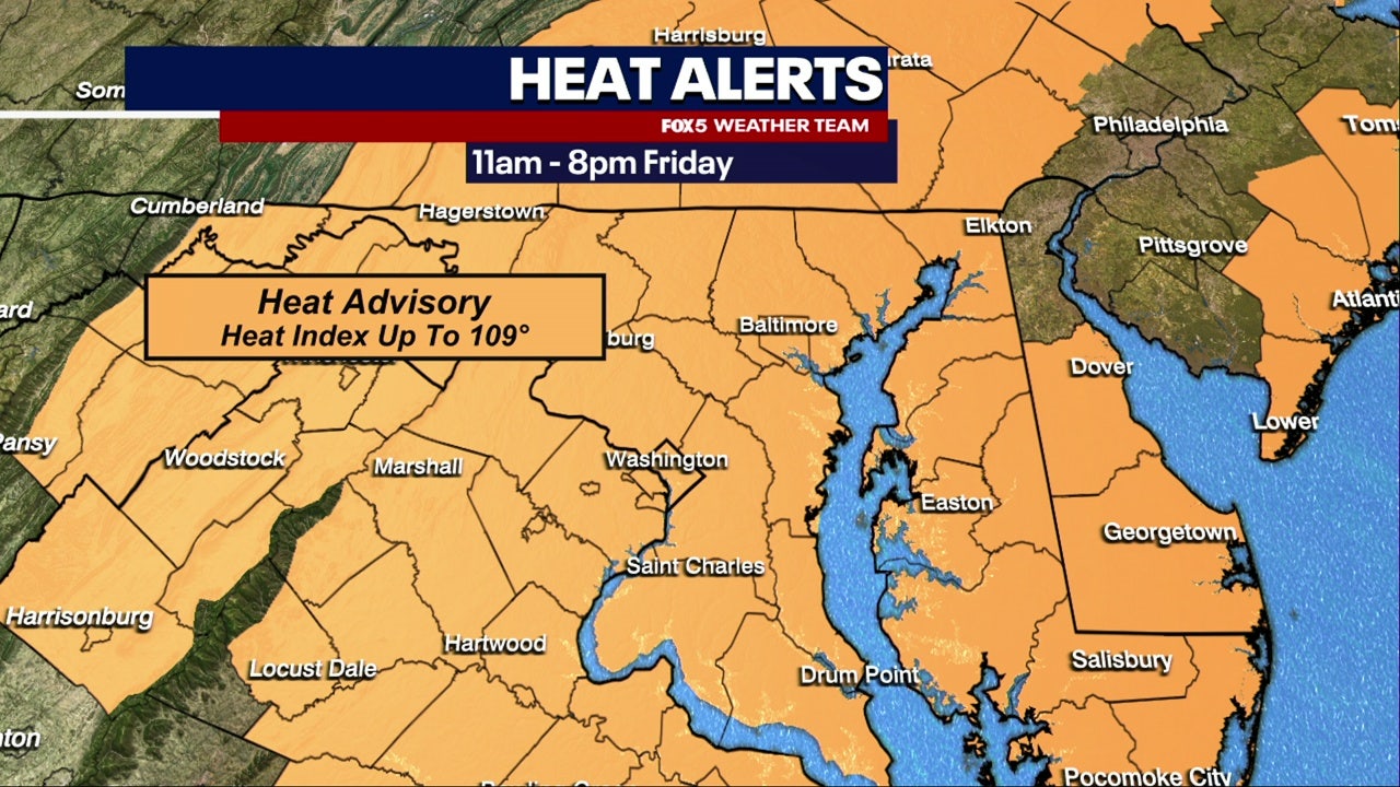 DC Heat Advisory: Dangerous heat index values could reach 106 degrees Friday