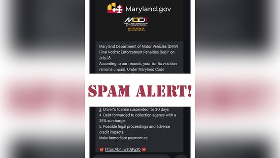 Maryland MVA warns drivers about text scam