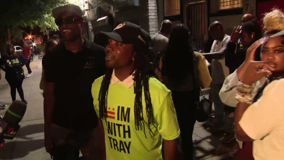 Trayon White celebrates with supporters after projected to win back Ward 8 seat
