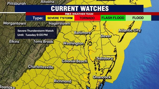 DC Weather: Severe thunderstorm watches, warnings issued for DC area