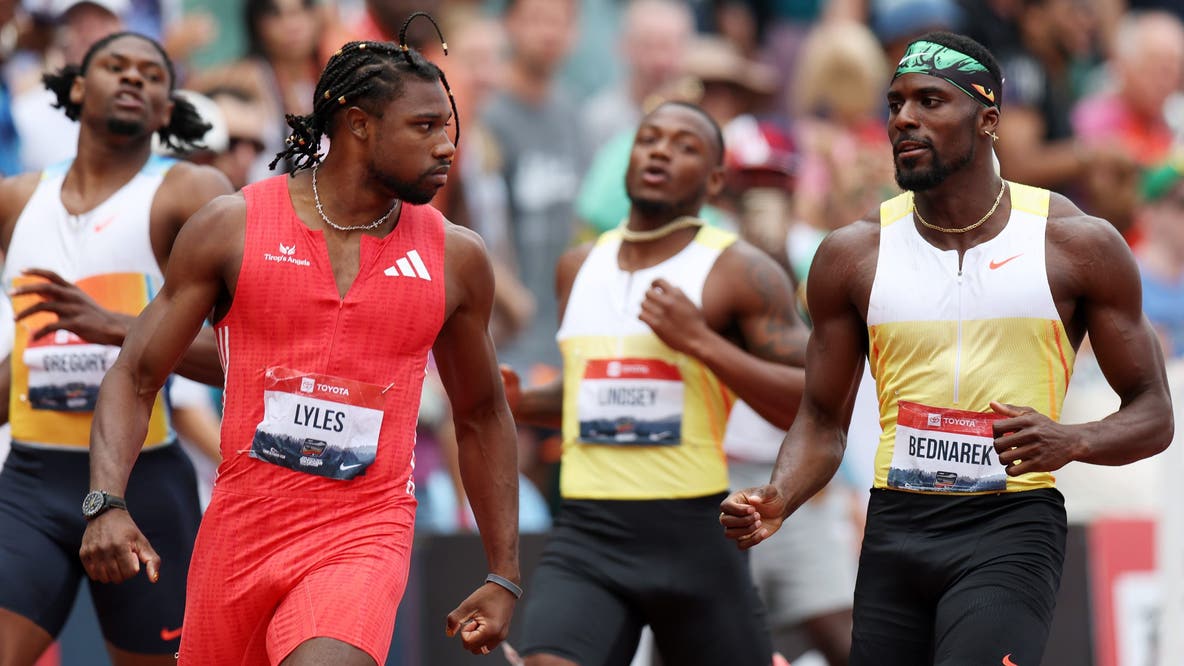Noah Lyles shoved by Kenny Bednarek at the US Track Championship