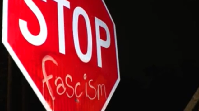 Anti-fascism graffiti litters North Arlington