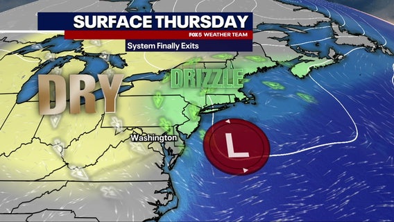 DC weather: Rain moves out, sunshine returns Thursday