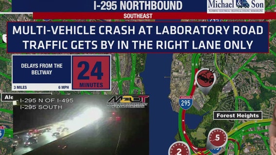 Multi-vehicle crash on I-295 causes delays in DC