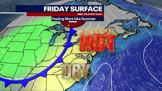 Near 90 degrees Friday in DC region; weekend storms possible