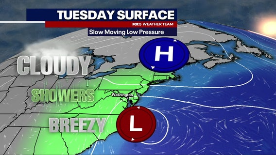 DC weather: Coastal storms bring showers, thunderstorms Tuesday