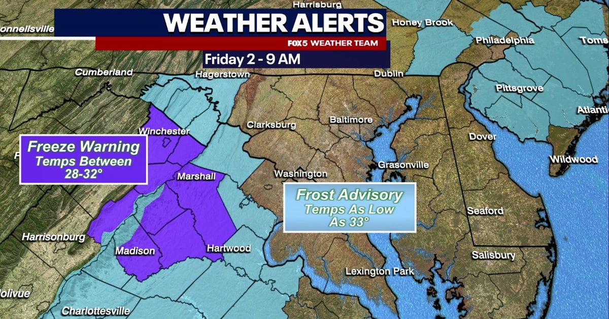Freeze Warnings, Frost Advisories issued for parts of Maryland ...