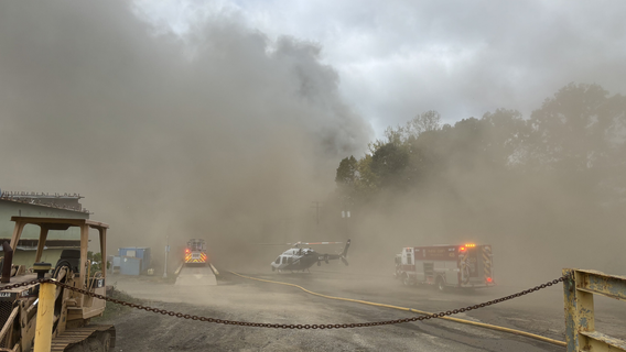 Richmond Highway reopened after massive Lorton recycling center fire