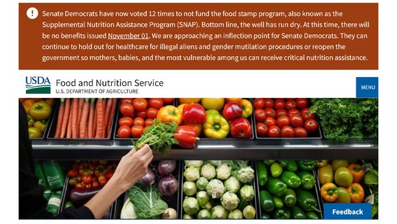 SNAP benefits halt Nov. 1 amid government shutdown