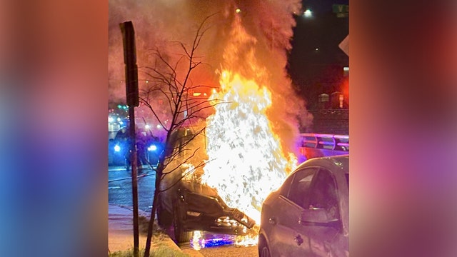 Flames engulf vehicle in northwest DC; no injuries reported