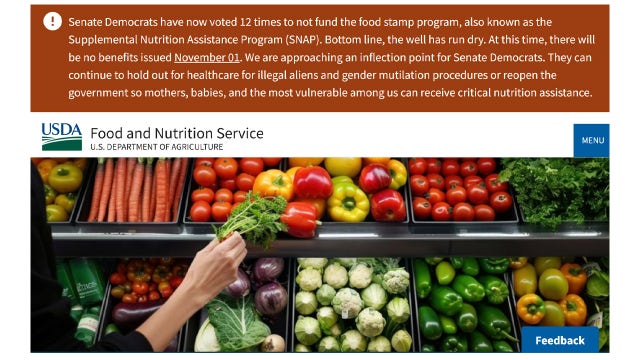 SNAP benefits halt Nov. 1 amid government shutdown
