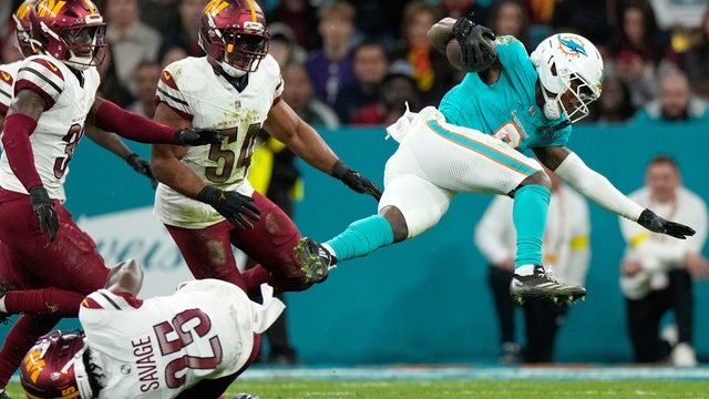 Jones celebrates in Cristiano Ronaldo style as Dolphins beat Commanders 16-13 in overtime in Spain