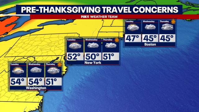 Thanksgiving Weather Forecast: Unsettled conditions, rain possible in DMV for holiday travel