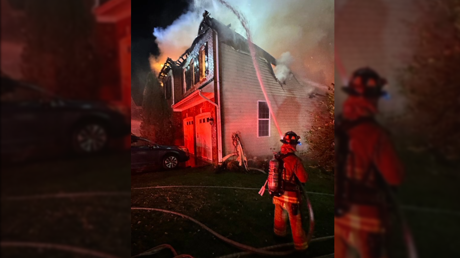 Two-alarm house fire breaks out on Castle Hill Road in Fairfax County