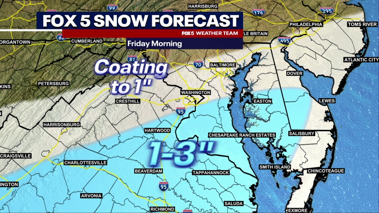 DC weather: Snow across parts of region Friday morning prompts school delays, disrupts commute