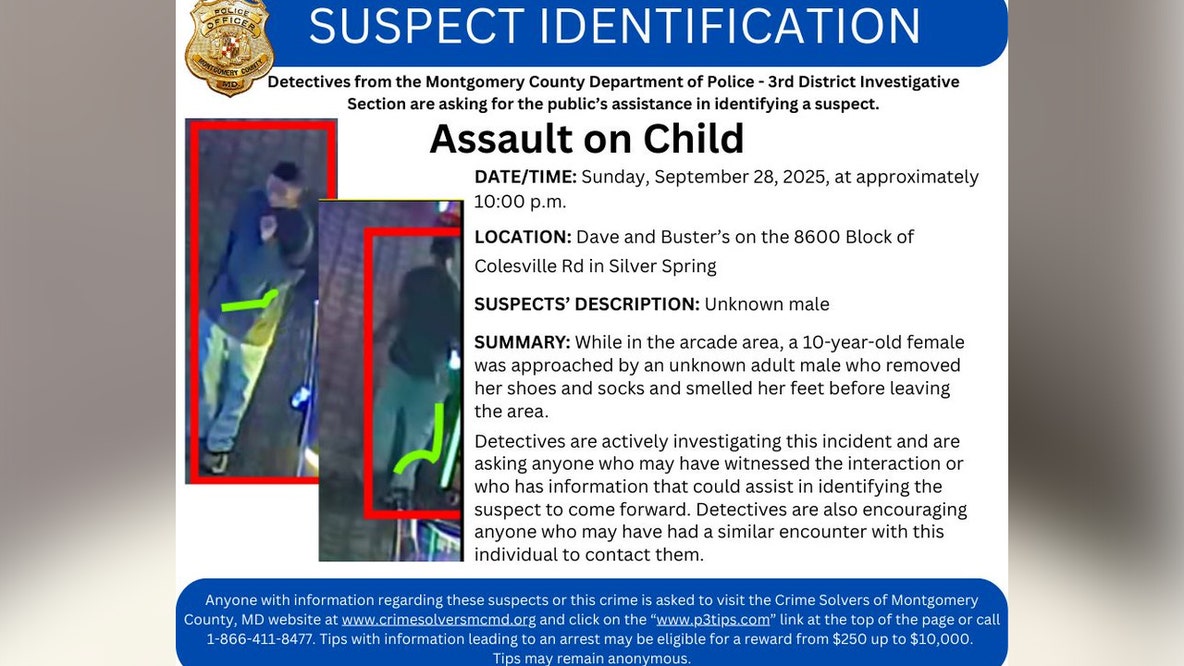 Man removed girl’s shoes, smelled her feet at Silver Spring Dave & Buster’s, police say