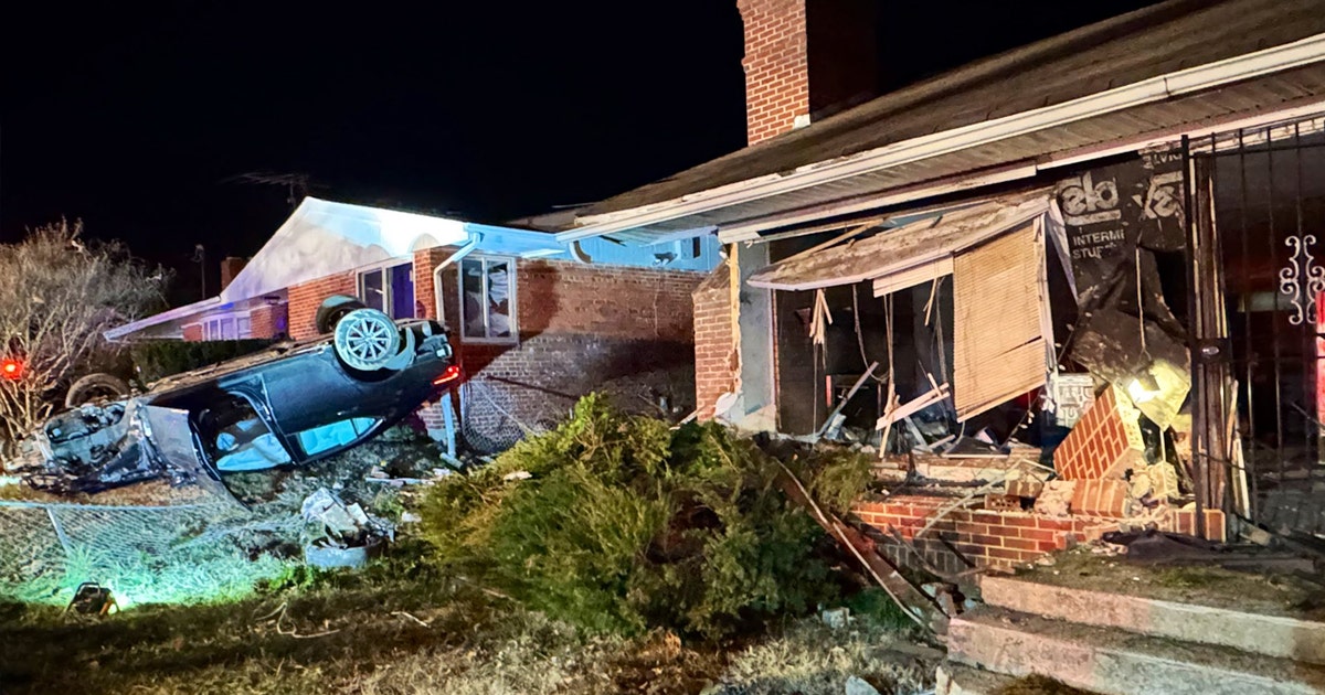 Vehicle overturns, strikes 2 homes in southeast DC | FOX 5 DC