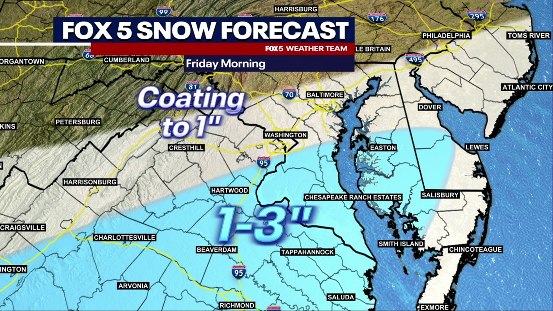 DC weather: Snow across parts of region Friday morning prompts school delays, disrupts commute