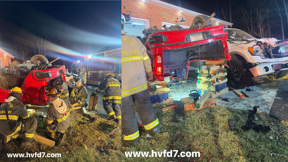 Vehicle flips several times, crashes into Hollywood Maryland building; one person airlifted