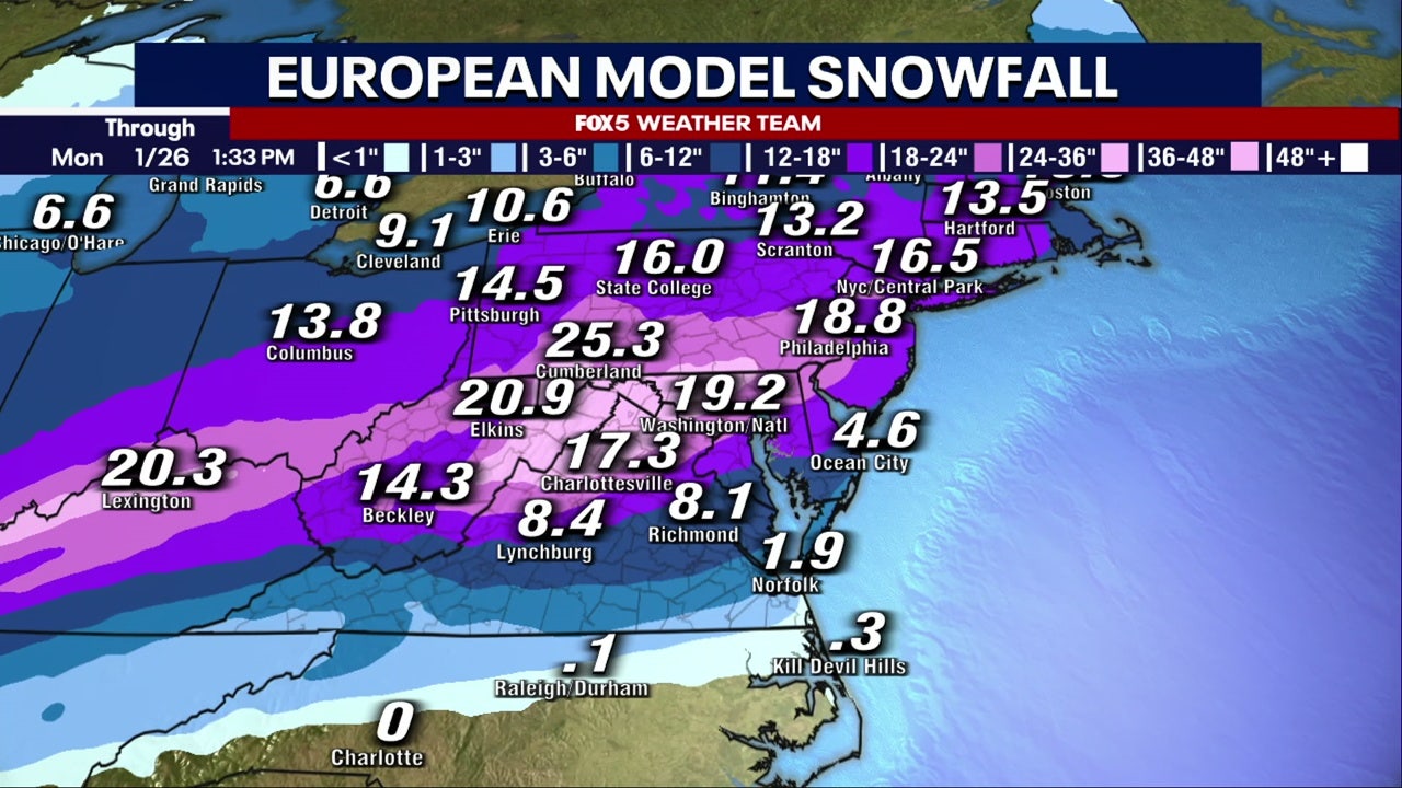 How much snow is expected on Sunday? Model potentials, forecast predictions point to major storm