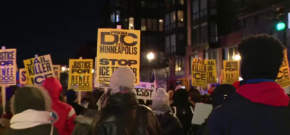 Anniversary of Trump's first year in office marked with protests in DC
