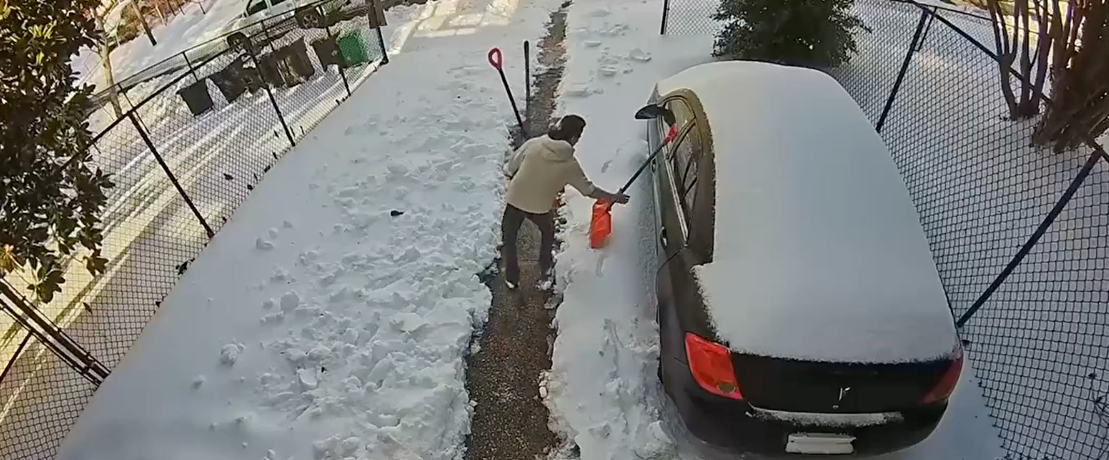 WATCH: Man caught on camera stealing three snow shovels in Hyattsville