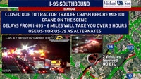 1 dead after dump truck, tractor-trailer collide on I-95 in Maryland