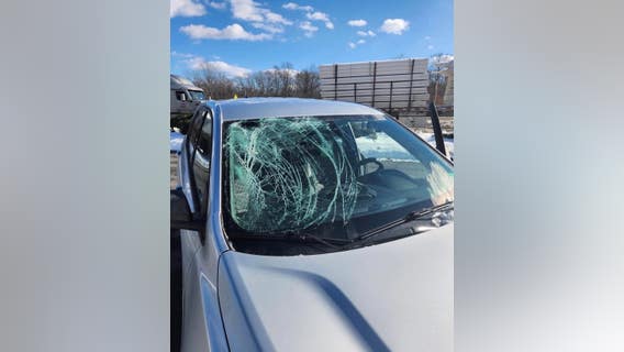 Falling ice from truck shatters couple’s windshield