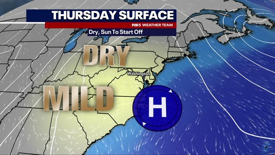DC weather: Dry, mild Thursday with highs in mid 50s; rainy start to weekend