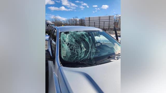 Falling ice from truck shatters couple’s windshield
