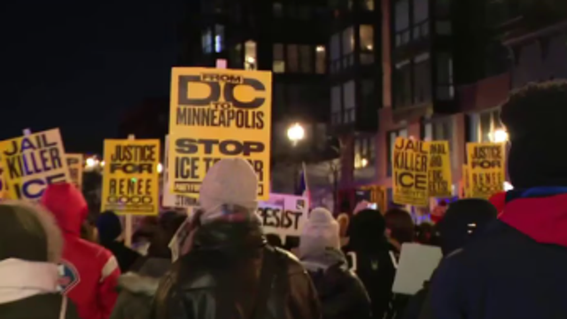 Anniversary of Trump's first year in office marked with protests in DC