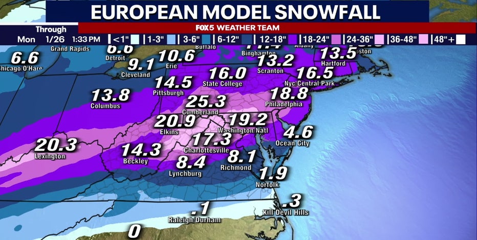 How much snow is expected on Sunday? Model potentials, forecast predictions point to major storm