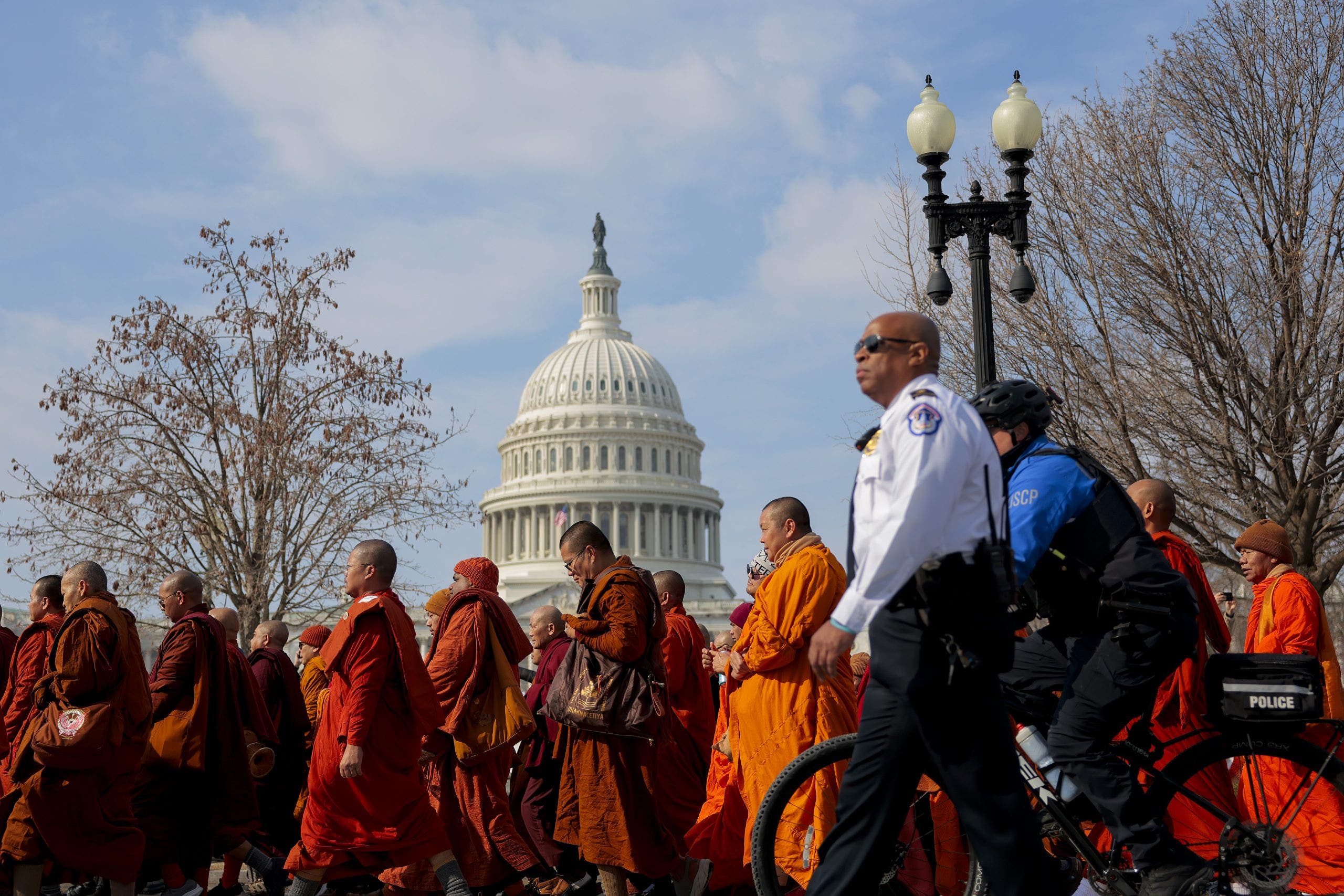 Buddhist monks meet members of Congress after 2,300-mile 'Walk for Peace'