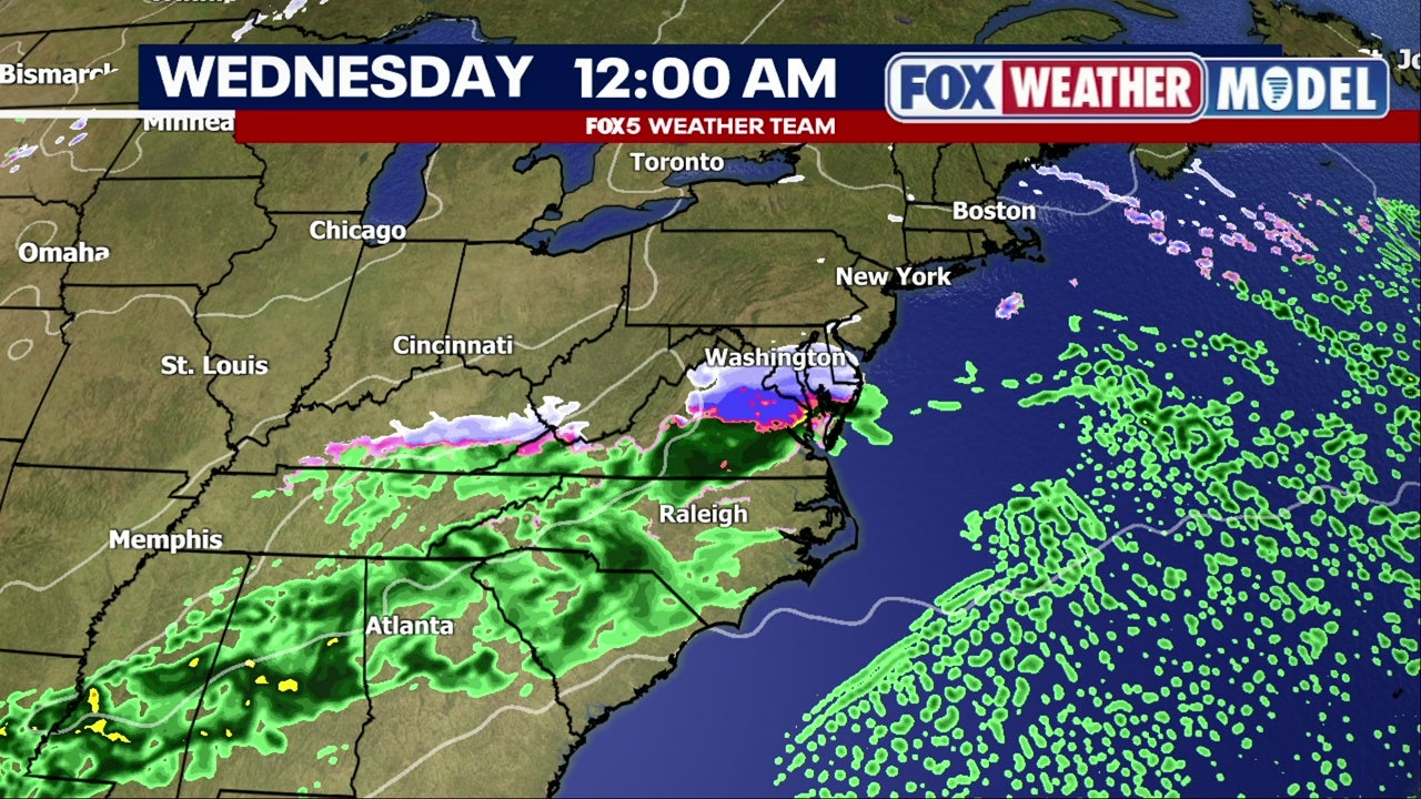 DC weather: Slight chance of snow Tuesday into Wednesday