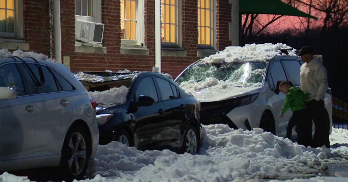 Fallen snow, ice crush cars outside DC elementary school