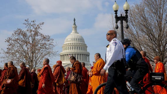 Buddhist monks meet members of Congress after 2,300-mile 'Walk for Peace'