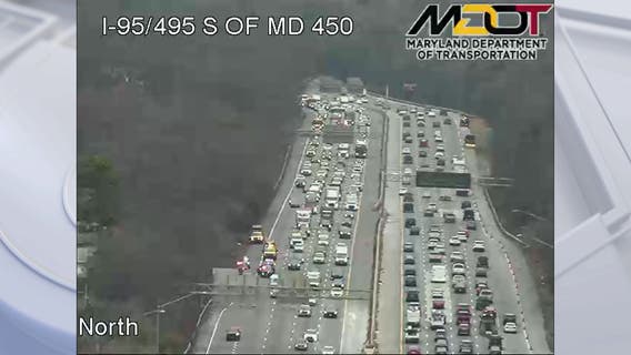 Maryland trooper hospitalized after crash on Capital Beltway