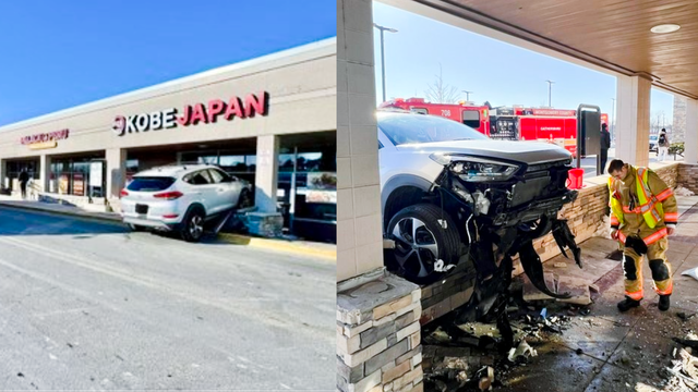 Car crashes into front of Japanese restaurant in Montgomery Village shopping center
