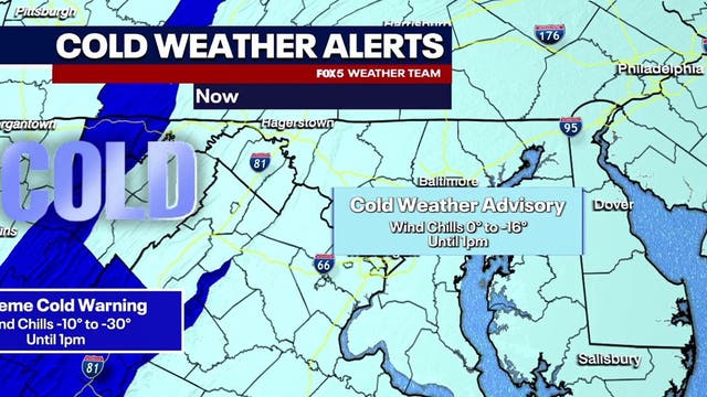 Snow, strong winds and dangerous cold continue Sunday across parts of VA, MD and DC