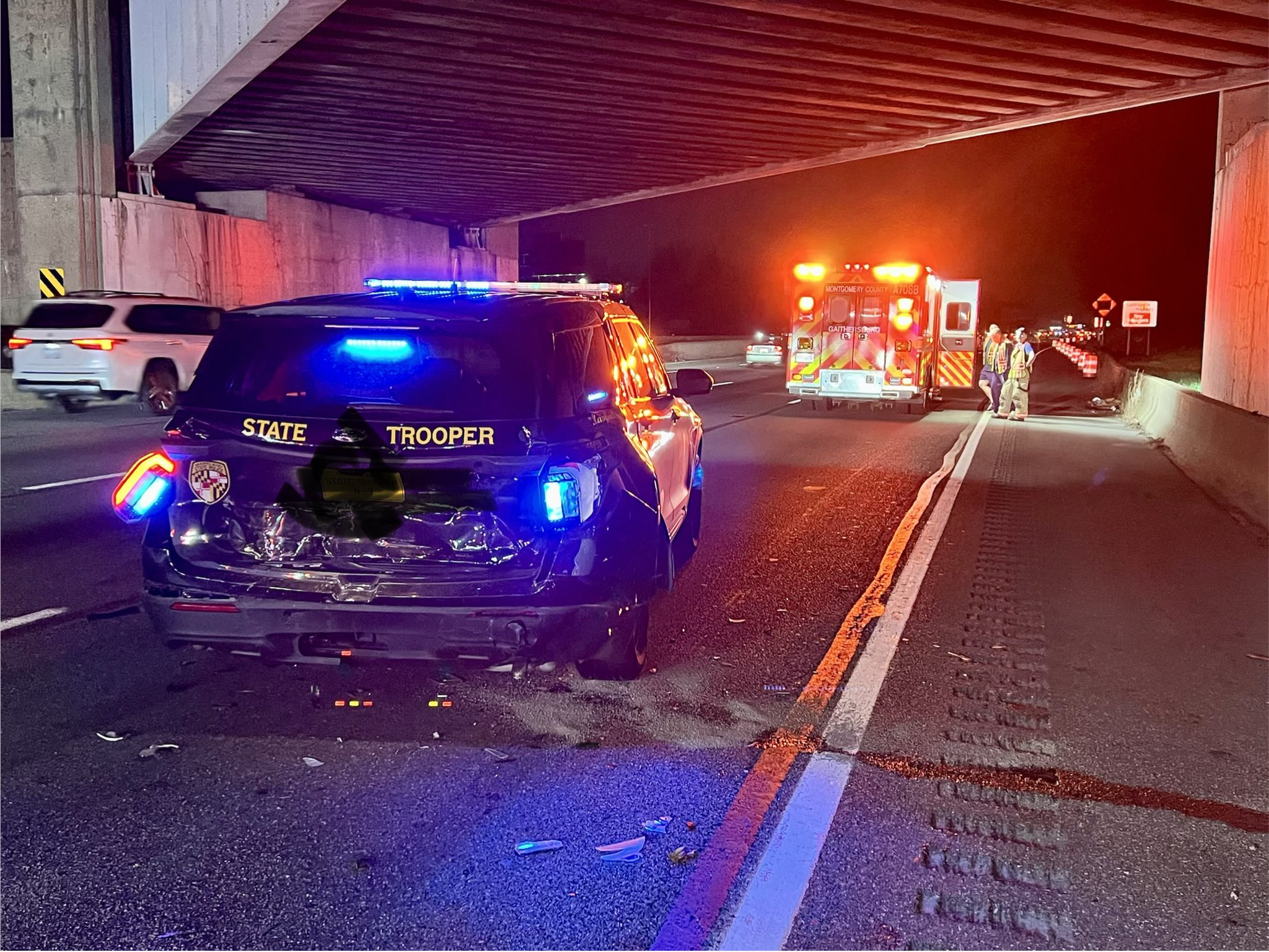 Trooper hit while setting up work zone on I-270